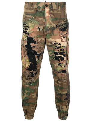Dsquared2 stud-embellished camouflage-print trousers - Brown
