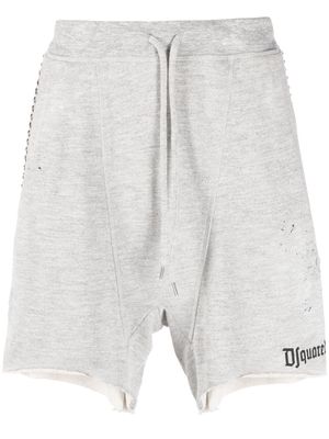Dsquared2 studded logo-print track shorts - Grey