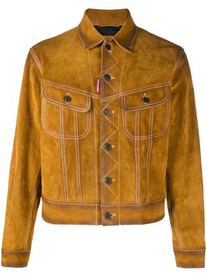 Dsquared2 textured-finish leather jacket - Brown