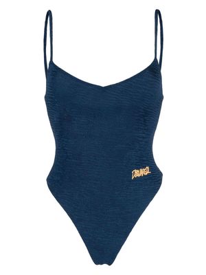 Dsquared2 textured logo-embroidered swimsuit - Blue