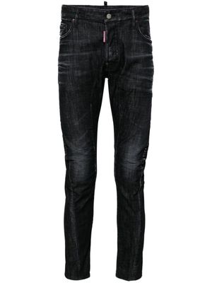 Dsquared2 Tidy Biker mid-rise logo-patch skinny jeans - Black