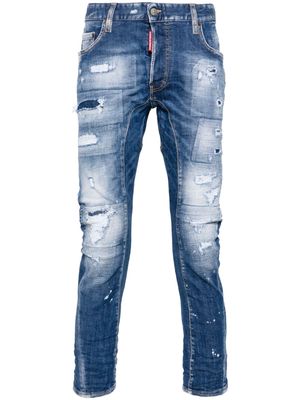 Dsquared2 Tidy Biker mid-rise ripped slim-fit jeans - Blue