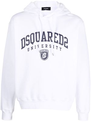 Dsquared2 University print drawstring hoodie - White
