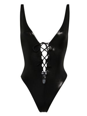 Dsquared2 V-neck metallic swimsuit - Black