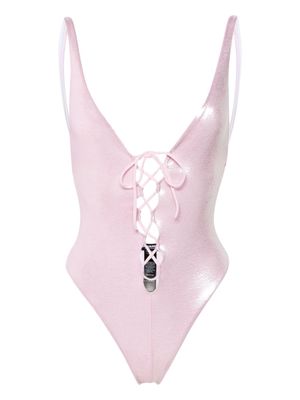 Dsquared2 V-neck metallic swimsuit - Pink