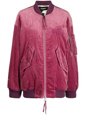 Dsquared2 velour bomber jacket - Pink
