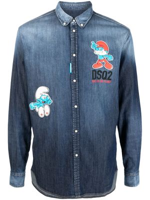Dsquared2 x Smurfs buttoned denim shirt - Blue