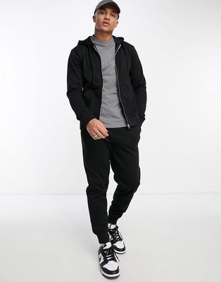 DTT full zip hoodie & sweatpants tracksuit set in black