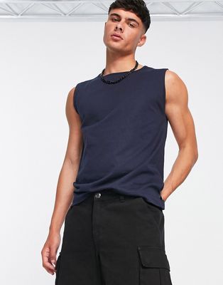 DTT sleeveless t-shirt in navy