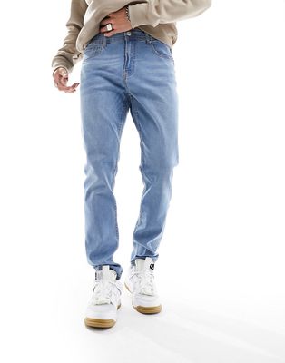 DTT stretch tapered fit jeans in light blue