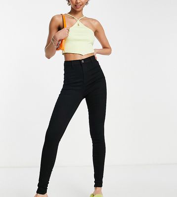 DTT Tall Chloe high waist disco stretch skinny jeans in black