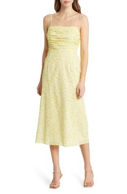 Du Paradis Animal Print Cotton Voile Fit & Flare Sundress in Yellow