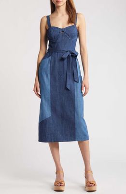 Du Paradis Canggu Denim Midi Dress in Patchwork Denim 