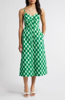 Du Paradis Cape Town Check Print Midi Dress in Green Checker 