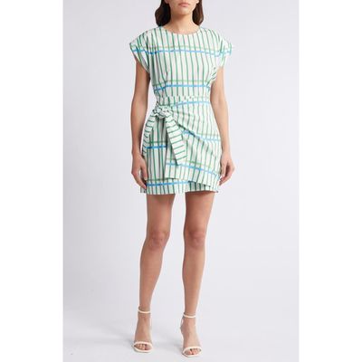 Du Paradis Tulum Stripe Minidress in Ocean Green Stripe 