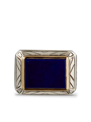 Duffy Jewellery square-lapis engraved ring - Silver