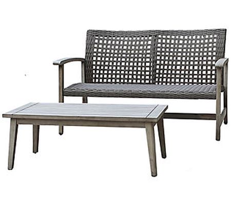Dukap 2 Piece Acacia Wood Sofa/Table Seating Se t-Monterosso