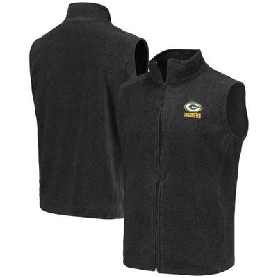 DUNBROOKE Men's Gray Green Bay Packers Houston Fleece Team Full-Zip Vest in Charcoal
