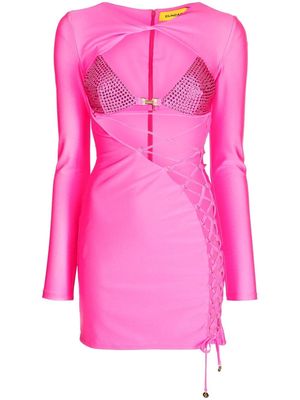 Dundas lace-up mini dress - Pink