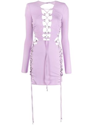 Dundas lace-up mini dress - Purple