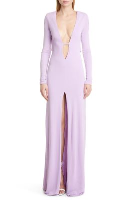 DUNDAS Orion Long Sleeve Jersey Maxi Dress in Lilac