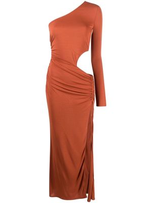 Dundas ruched-detail one shoulder dress - Orange