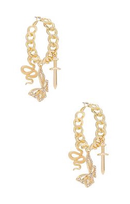 DUNDAS x REVOLVE Charlotte Earrings in Metallic Gold.