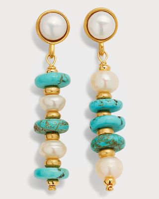 Dune Freshwater Pearl & Turquoise Earrings