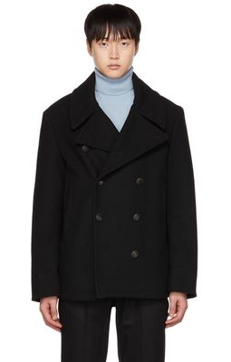 Dunhill Black Double-Breasted Peacoat