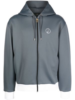 Dunhill embroidered-logo zip-up hoodie - Grey