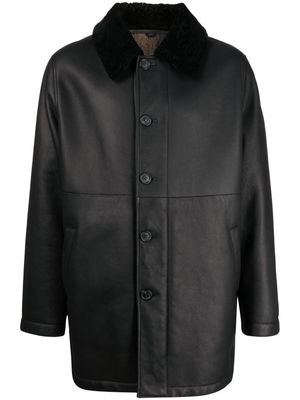 Dunhill single-breasted leather coat - Black