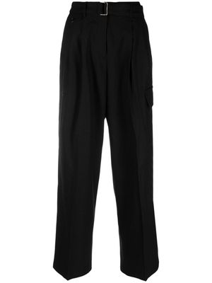 DUNST belted straight-leg trousers - Black