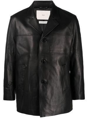 DUNST button-up leather shirt jacket - Black