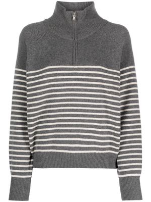 DUNST half-zip stripe-pattern jumper - Grey