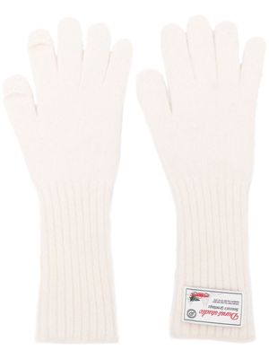 DUNST logo-patch ribbed-knit gloves - Neutrals