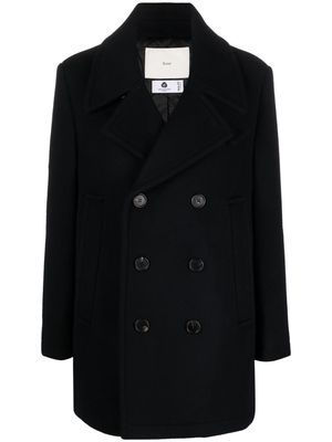 DUNST notched-collar double-breasted coat - Blue