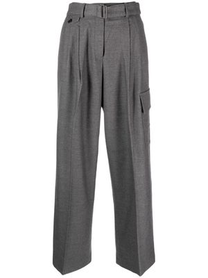 DUNST pleated belted tailored trousers - Grey