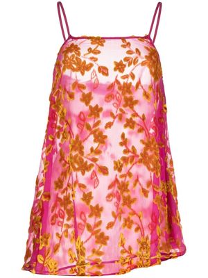 Duran Lantink floral-embroidered sleeveless blouse - Pink