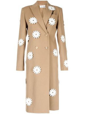 Duran Lantink long floral-appliqué coat - Brown