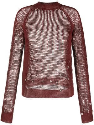 Durazzi Milano bead-embellished open-knit jumper - Red