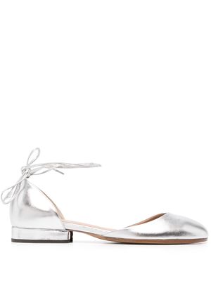 Durazzi Milano calf-leather metallic-effect ballerina shoes - Silver
