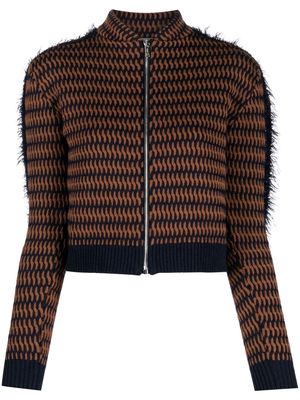 Durazzi Milano cropped patterned-jacquard jacket - Brown