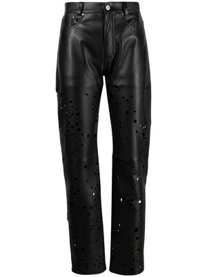Durazzi Milano cut-out leather straight-leg trousers - Black