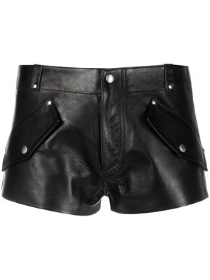 Durazzi Milano flap-detail mini leather shorts - Black