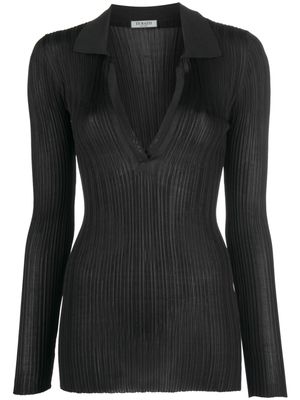 Durazzi Milano V-neck long-sleeve knitted top - Black
