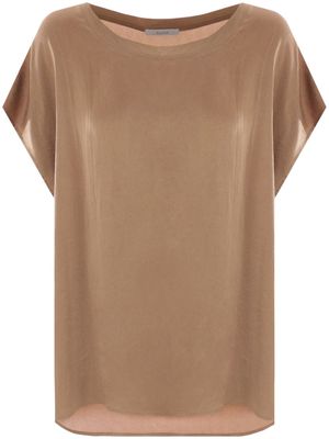 Dusan cap-sleeves silk blouse - Brown