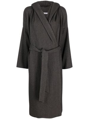 Dusan herringbone-pattern cashmere hooded coat - Grey