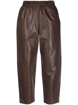 Dusan high-waisted leather jogger pants - Brown