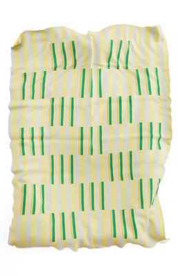 Dusen Dusen Bars Knit Cotton Throw in Yellow 