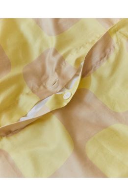 Dusen Dusen Print Cotton Sateen Duvet Cover & Sham Set in Yellow/Taupe Geo